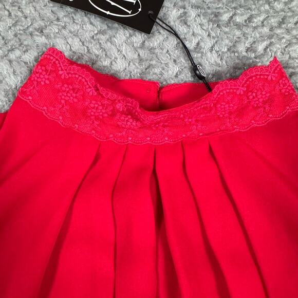 Vertigo Women’s Top Blouse High Neck Long Sleeve Goth Lace Collar Red Medium - Picture 7 of 10